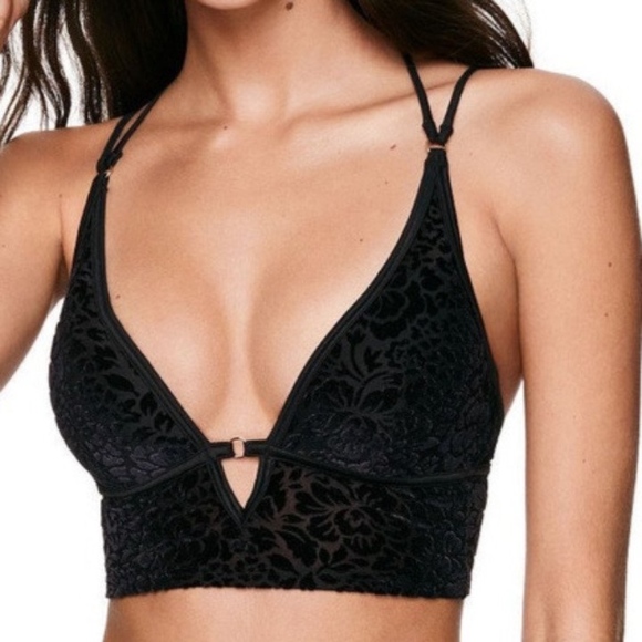PINK Victoria's Secret Other - Black w velvet VS PINK bralette size L